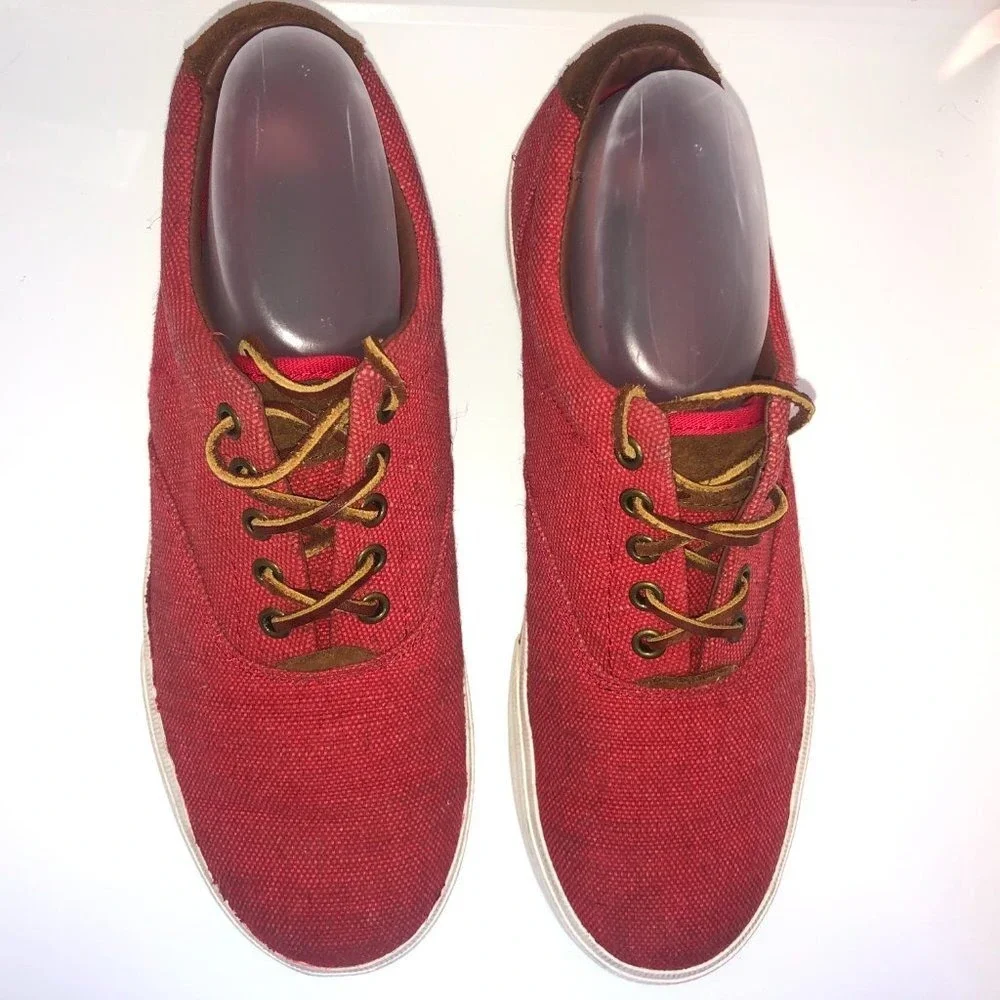 Polo Ralph Lauren Vaughn Men's Red Canvas Sneaker‎ Boat Shoes 9.5D